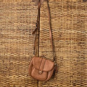 Tan faux leather satchel